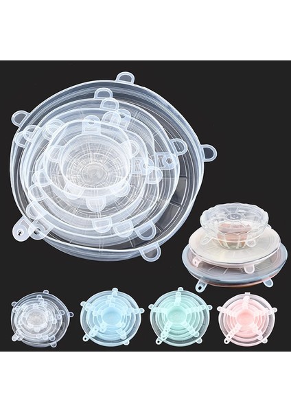 Pembe Stil 6 Adet Mutfak Tencere Araçları Evrensel Aksesuarları Silikon Yeniden Kullanılabilir Gıda Sarma Kase Pot Plastik Sarma Mutfak Izgara Malzemeleri (Yurt Dışından)