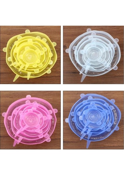 Pembe Stil 6 Adet Mutfak Tencere Araçları Evrensel Aksesuarları Silikon Yeniden Kullanılabilir Gıda Sarma Kase Pot Plastik Sarma Mutfak Izgara Malzemeleri (Yurt Dışından)
