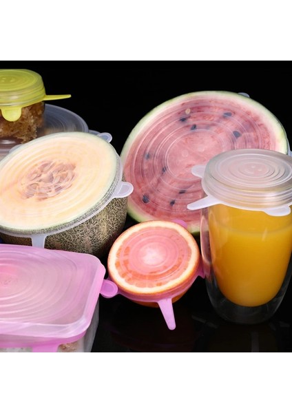 Pembe Stil 6 Adet Mutfak Tencere Araçları Evrensel Aksesuarları Silikon Yeniden Kullanılabilir Gıda Sarma Kase Pot Plastik Sarma Mutfak Izgara Malzemeleri (Yurt Dışından)