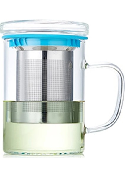 Mavi Stil Kapaklı Cam Çay Bardağı ve Paslanmaz Çelik Demlik Sepeti Mükemmel Şeffaf Çay Kupa (Yurt Dışından)