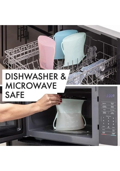 Yeşil Stil 500ML Silikon Taze Tutma Kapları Sızdırmaz Kaplar Yeniden Kullanılabilir Stand Up Zip Kapatma Torbası Bardak Taze Torba Gıda Saklama Torbası Taze Sarma (Yurt Dışından) indirimleri