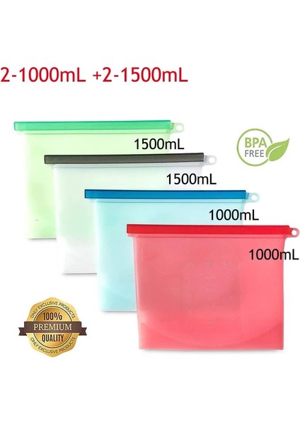 Açık Sarı Stil Lmetjma Yeniden Kullanılabilir Silikon Gıda Saklama Torbaları Bpa Içermeyen Gıda Koruma Torbaları Mühür Dondurucu Buzdolabı Gıda Saklama Tasarruf Çantaları KC0255 (Yurt Dışından)