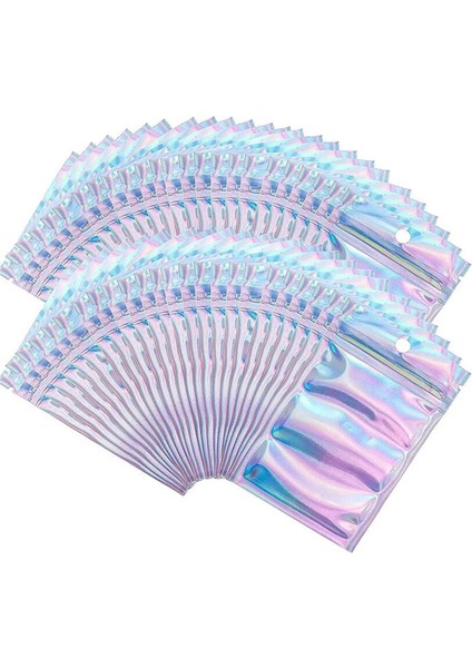 Beyaz Stil 6 10CM Yeniden Kapanabilir Koku Korumalı Çantalar Holografik Kilitli Torbalar Flaş Alüminyum Folyo Zip Kilit Yeniden Kapatılabilir Torbalar Plastik Torbalar P5 (Yurt Dışından)
