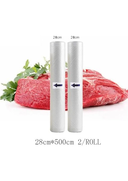 28CM 2 Adet Stil 5 Rolls 2 Rolls Lot Mutfak Gıda Vakum Torbası Saklama Torbaları Vakum Mühürleyen Vakum Paketleme Ruloları cm * 500CM (Yurt Dışından)