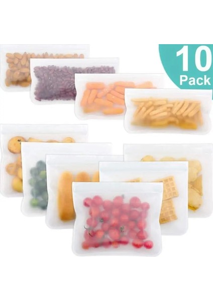 10 Adet 4xs 4xm 2xl Stili Vktech Eva Silikon Gıda Saklama Çantası Yeniden Kullanılabilir Dondurucu Çanta Sızdırmaz Üst Kilitli Çanta Mutfak Organizatör Taze Tutma Çantası (Yurt Dışından) fiyatları