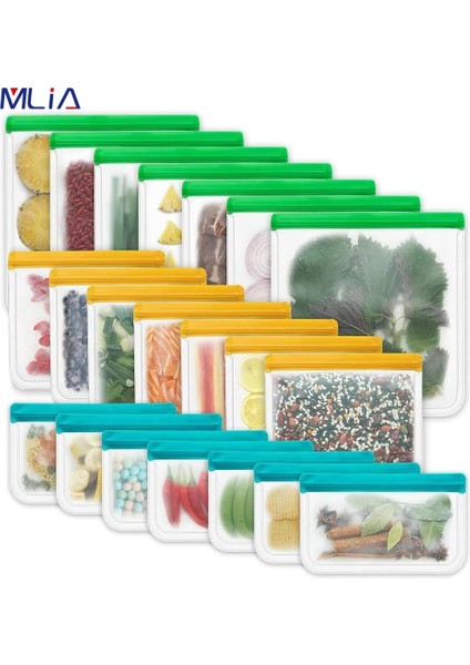 18 Adet Set Stili Mlıa Et Silikon Çanta Peva Silikon Gıda Saklama Çantası Konteynerler Sızdırmaz Yeniden Kullanılabilir Kapatma Torbası Taze Çanta Gıda Saklama Çantası (Yurt Dışından) fiyatları