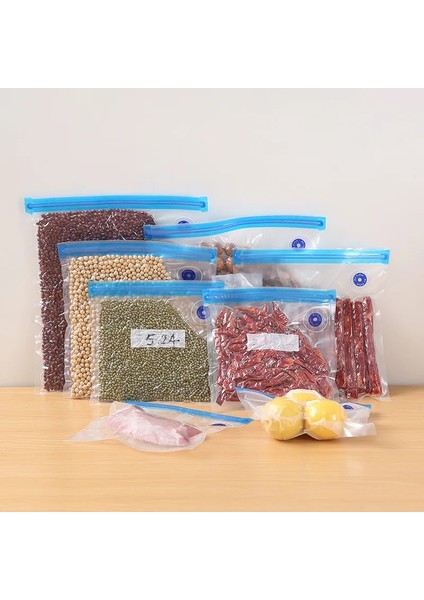 Gösteri Tarzı Olarak S Beden Vakum Torbası Gıda Hava Vakumlu Sıkıştırılmış Çanta Organizatör Şeffaf Mühürlü Saklama Torbaları Yeniden Kullanılabilir Dondurucu Çanta Mutfak Depolama (Yurt Dışından) modelleri