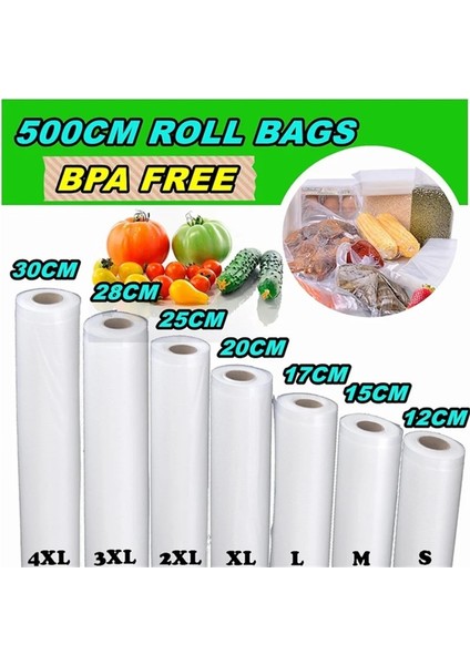 28X500CM Tarzı Yüksek Li Mutfak Vakum Mühürleyen Torbalar Yeniden Kullanılabilir Rulolar Taze Tutma Gıda Tasarrufu Saklama Çantası Mutfak Depolama ve Düzenleme (Yurt Dışından)