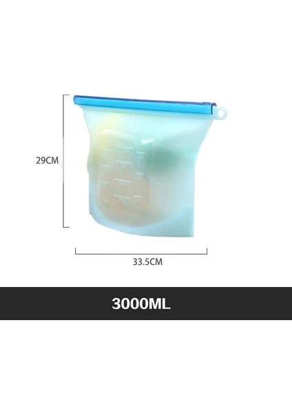 Mavi 3000ML Stili Ekstra Büyük L Silikon Gıda Tasarrufu Torbaları Yeniden Kullanılabilir Silikon Gıda Saklama Torbası Sandviç, Sıvı, Atıştırmalık, Et, Sebze (Yurt Dışından)