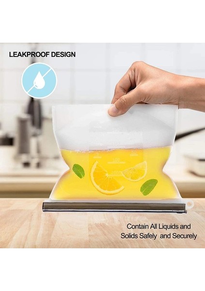 Mavi 3000ML Stili Ekstra Büyük L Silikon Gıda Tasarrufu Torbaları Yeniden Kullanılabilir Silikon Gıda Saklama Torbası Sandviç, Sıvı, Atıştırmalık, Et, Sebze (Yurt Dışından)