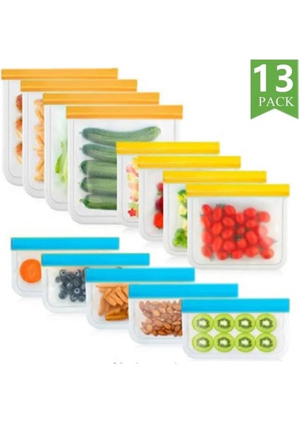 T4 Stili Et Of Silikon Gıda Torbası Yeniden Kullanılabilir Taze Tutma Torbası Meyve ve Sebze Mühürlü Çanta Sızdırmaz Gıda Saklama Kilitli Torba (Yurt Dışından)