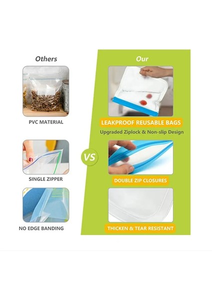 T4 Stili Et Of Silikon Gıda Torbası Yeniden Kullanılabilir Taze Tutma Torbası Meyve ve Sebze Mühürlü Çanta Sızdırmaz Gıda Saklama Kilitli Torba (Yurt Dışından) fiyatları