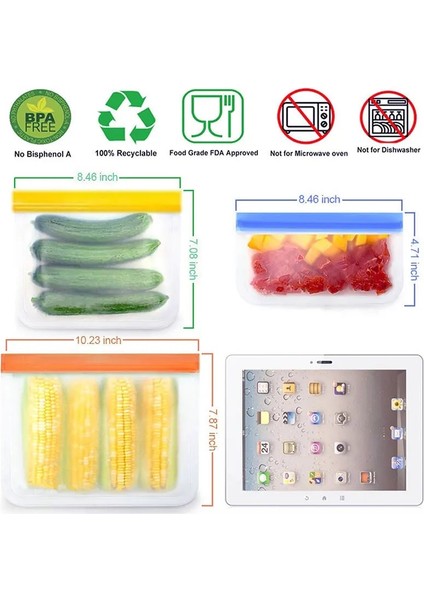 T4 Stili Et Of Silikon Gıda Torbası Yeniden Kullanılabilir Taze Tutma Torbası Meyve ve Sebze Mühürlü Çanta Sızdırmaz Gıda Saklama Kilitli Torba (Yurt Dışından) modelleri