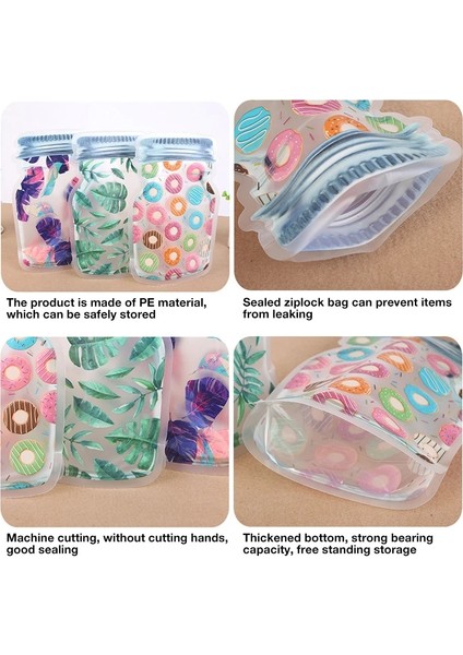 Çoklu Stil Yeniden Kullanılabilir Çanta Mason Kavanoz Şişeleri Fındık Kurabiye Fermuar Mühür Gıda Saklama Torbaları Aperatifler Mutfak Dondurucu Organizatör Taşınabilir Seyahat (Yurt Dışından) indirimleri