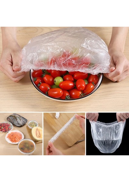 100 Adet Tarzı Tek Kullanımlık Gıda Kapağı Plastik Sarma Plastik Gıda Kapakları Meyve Kaseleri Bardak Kapakları Depolama Mutfak Taze Tutma Koruyucu Çanta (Yurt Dışından)