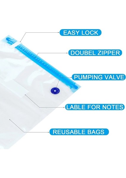 Mavi Stil 5S5M5L Vakum Mühürleyen Zip Kilidi Kabartmalı Gıda Tasarrufu Çantaları Sous Vide Saklama Torbaları ve Bpa Içermeyen Eal Klipsleri (Yurt Dışından) modelleri