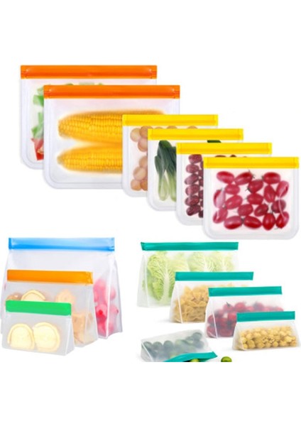 Style5 5 Adet Tarzı Yeni Silikon Gıda Torbası Yeniden Kullanılabilir Silikon Dondurucu Çanta Yükseltme Sızdırmaz Üst Taze Tutma Çantası Mutfak Meyve Kilitli Silikon Çanta (Yurt Dışından) modelleri