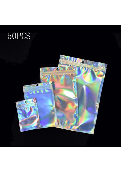 10X18CM Stili Ack Plastik Torba Alüminyum Folyo Hologram Gıda Torbası Küçük Su Geçirmez Fermuar Yeniden Kapatılabilir Torbalar Fermuarlı Saklama Torbaları (Yurt Dışından)