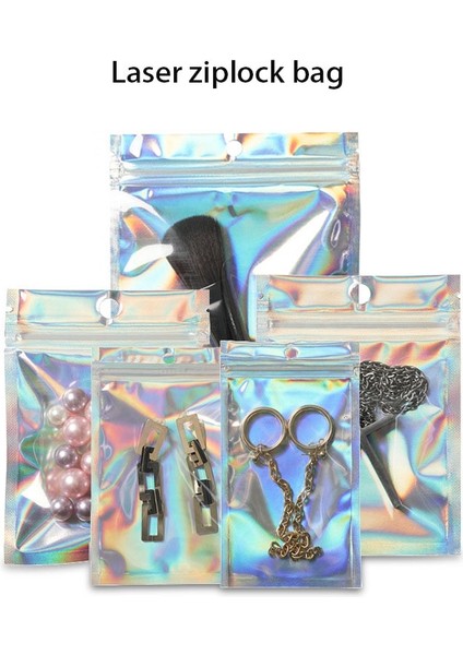 10X18CM Stili Ack Plastik Torba Alüminyum Folyo Hologram Gıda Torbası Küçük Su Geçirmez Fermuar Yeniden Kapatılabilir Torbalar Fermuarlı Saklama Torbaları (Yurt Dışından)