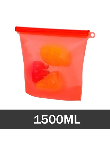 KIRMIZI-1500ML Stili L L Yeniden Kullanılabilir Silikon Saklama Çantası Silikon Gıda Saklama Torbaları Gıda Mühür Kilitli Dondurucu Pişirme Taze Çanta (Yurt Dışından)