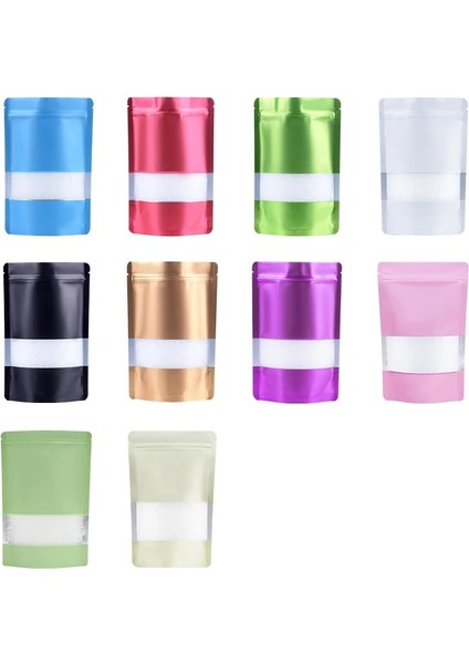Bej Tarzı 10X15X3CM Düz Renk Alüminyum Folyo Çanta Yeniden Kapatılabilir Mat Ayakta Gıda Ambalaj Torbası Vitrinli Kendinden Mühürlü Plastik Fermuarlı Çantalar (Yurt Dışından)