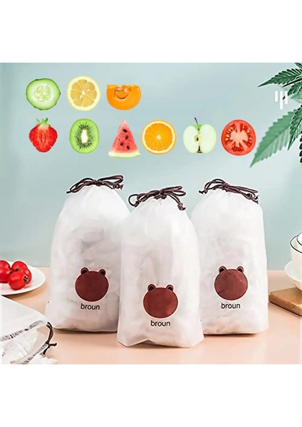 B 500 Adet Tarzı Evrensel Taze Saklama Torbaları, Yemek Için Streç Plastik Gıda Kapakları Yeniden Kullanılabilir Plastik Torbalar Gıda Saklama Ayarlanabilir Kase Kapağı (Yurt Dışından)