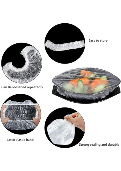 B 500 Adet Tarzı Evrensel Taze Saklama Torbaları, Yemek Için Streç Plastik Gıda Kapakları Yeniden Kullanılabilir Plastik Torbalar Gıda Saklama Ayarlanabilir Kase Kapağı (Yurt Dışından)
