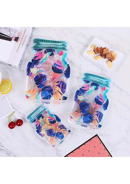 3 Adet Yaprak Sml Stili Yeniden Kullanılabilir Mason Kavanoz Fermuarlı Çanta Fındık Şeker Kurabiye Çanta Su Geçirmez Mühür Taze Gıda Saklama Çantası Aperatif Sandviç Kilitli Çanta Gıda (Yurt Dışından) modelleri