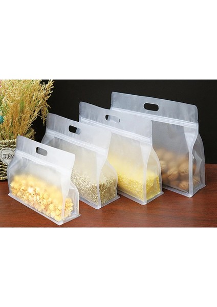 El Tarzı ile 21X28X8CM Taşınabilir Kendinden Mühürlü Kalın Gıda Saklama Çantası Yeniden Kullanılabilir Stand Up Buzlu Şeffaf Paket Taşıma Çantaları Ev Mutfak Gereçleri (Yurt Dışından)