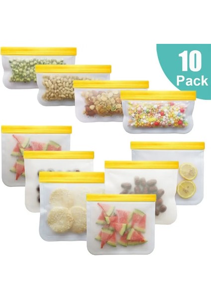 10 Adet Tarzı 12 Adet Silikon Gıda Torbası Buzlu Silikon Gıda Torbası Yeniden Kullanılabilir Dondurulmuş Taze Saklama Çantası Fermuar Sızdırmaz Üst Meyve Çantası (Yurt Dışından)