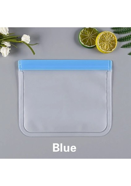 Mavi Stil 21,5X18 cm Silikon Gıda Saklama Kapları Sızdırmaz Kaplar Yeniden Kullanılabilir Stand Up Zip Kapatma Torbası Bardak Taze Torba Yiyecek Saklama Torbası Taze Sarma (Yurt Dışından)