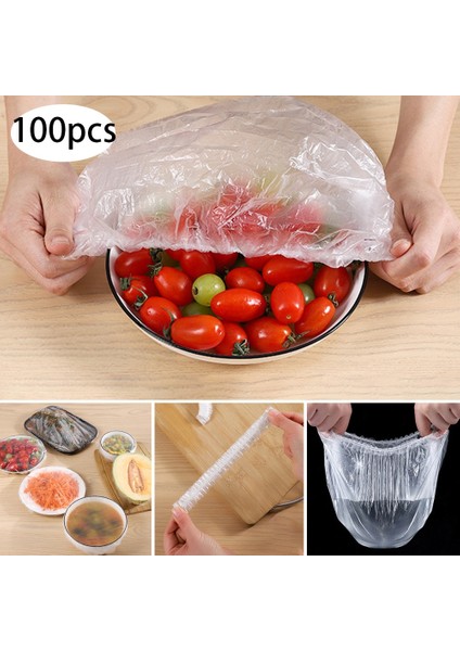 100 Adet Stil Tek Kullanımlık Gıda Örtüsü Plastik Sarma Elastik Gıda Kapakları Meyve Kaseleri Bardak Kapakları Depolama Mutfak Taze Tutma Koruyucu Çanta (Yurt Dışından)
