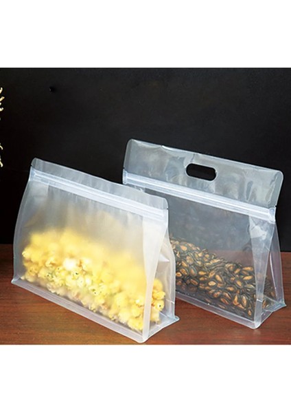 El Tarzı ile 21X28X8CM Taşınabilir Kendinden Mühürlü Kalın Gıda Saklama Çantası Yeniden Kullanılabilir Stand Up Buzlu Şeffaf Paket Taşıma Çantaları Ev Mutfak Gereçleri (Yurt Dışından)
