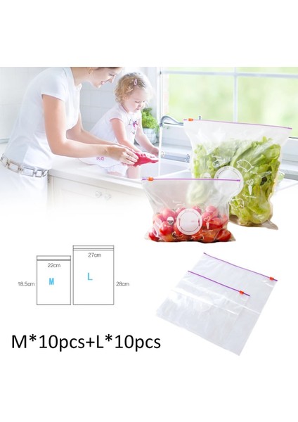 10PCSM 10PCSL Tarzı Et Yeniden Kullanılabilir Tazelik Fermuarlı Çanta Dondurucu Isıtma Gıda Saran Wrap Saklama Çantası Zip Kilit Poli Çantalar Mutfak Aksesuarları (Yurt Dışından)