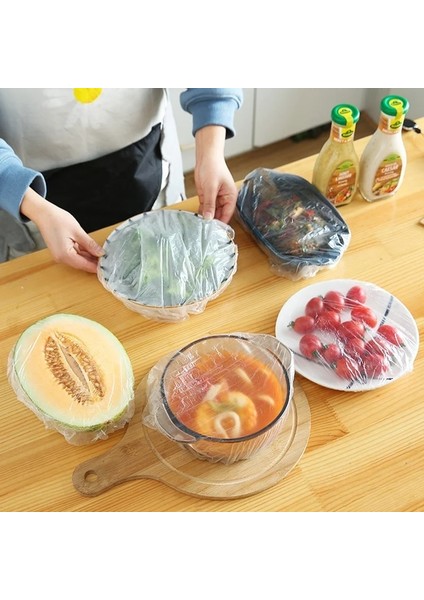 Mavi Stil 100 Adet Tek Kullanımlık Gıda Kapak Çantaları Mutfak Meyve Gıda Streç Artıkları Koruma Flim Toz Geçirmez Kaseler Bardak Çanta Saran Wrap Çanta (Yurt Dışından)