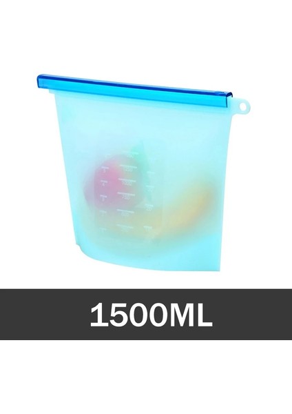 MAVI-1500ML Stili L L Yeniden Kullanılabilir Silikon Saklama Çantası Silikon Gıda Saklama Torbaları Gıda Mühür Kilitli Dondurucu Pişirme Taze Çanta (Yurt Dışından)