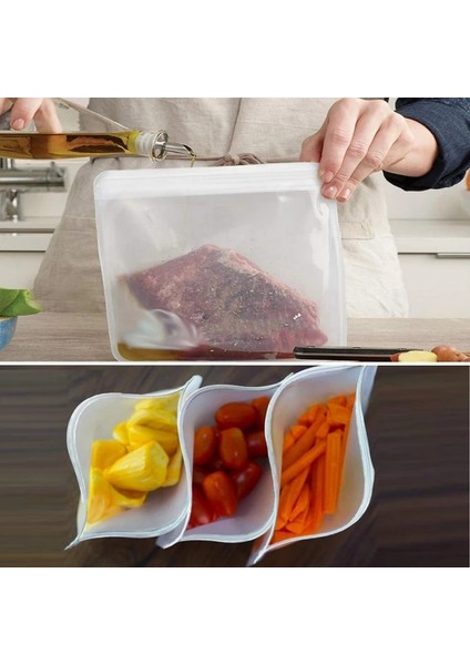 Yeşil Stil 21.5X18CM Gıda Sınıfı Peva Gıda Saklama Kapları Sızdırmaz Kaplar Yeniden Kullanılabilir Stand Up Zip Kapatma Torbası Bardak Taze Çanta Gıda Saklama Çantası (Yurt Dışından)