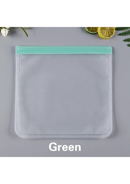 Yeşil Stil 21,5X12 cm Silikon Gıda Torbası Yeniden Kullanılabilir Taze Tutma Çantası Meyve ve Sebze Mühürlü Çanta Sızdırmaz Gıda Saklama Kilitli Torba (Yurt Dışından)