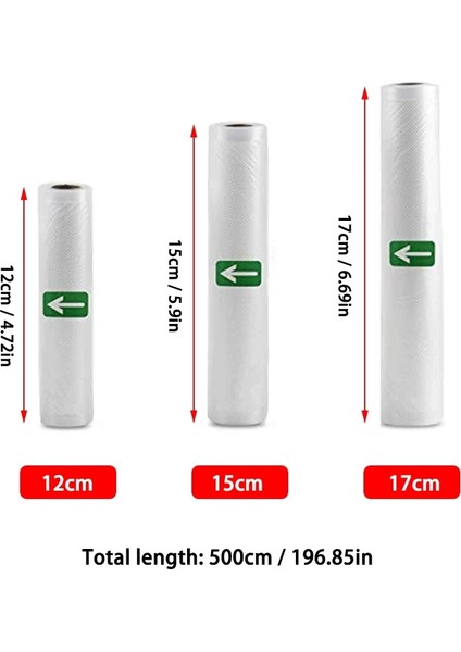12X500CM Stili Vakum Sealer Vakum Paketleme Ruloları Için Mutfak Gıda Vakum Torbası Saklama Poşetleri Pürüzsüz Gıda Meyve ve Sebze Streç Film (Yurt Dışından) fiyatları