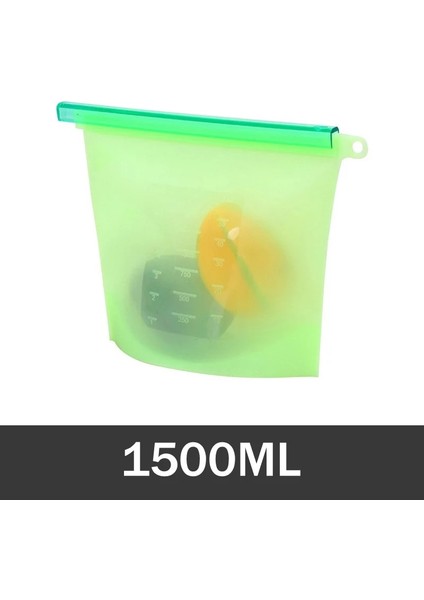 YEŞIL-1500ML Stili L L Yeniden Kullanılabilir Silikon Saklama Çantası Silikon Gıda Saklama Torbaları Gıda Mühür Kilitli Dondurucu Pişirme Taze Çanta (Yurt Dışından)