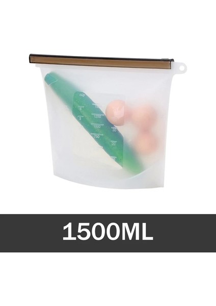 BEYAZ-1500ML Stili L L Yeniden Kullanılabilir Silikon Saklama Çantası Silikon Gıda Saklama Torbaları Gıda Mühür Kilitli Dondurucu Pişirme Taze Çanta (Yurt Dışından)