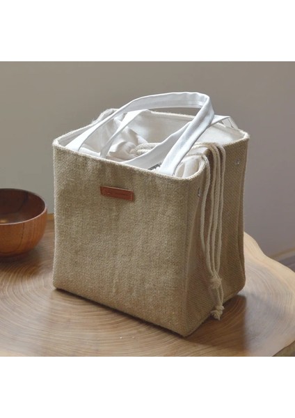 Beyaz Stil 24X16X22CM Pamuklu Keten Fonksiyonel Desen Soğutucu Öğle Yemeği Kutusu Taşınabilir Yalıtımlı Pamuk Keten Öğle Yemeği Çantası Termal Gıda Öğle Yemeği Çantaları (Yurt Dışından) fırsatları