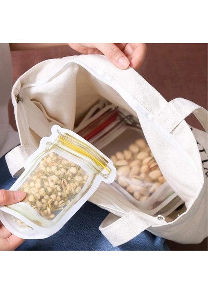 Bir Stil Ack Yeniden Kullanılabilir Mason Kavanoz Şişeleri Çanta Seti Kavanoz Şekilli Hava Geçirmez Kılıf Zip Kilit Mühür Taze Gıda Saklama Çantası Mutfak Organizatör (Yurt Dışından) fırsatları