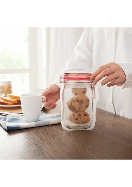 Bir Stil Ack Yeniden Kullanılabilir Mason Kavanoz Şişeleri Çanta Seti Kavanoz Şekilli Hava Geçirmez Kılıf Zip Kilit Mühür Taze Gıda Saklama Çantası Mutfak Organizatör (Yurt Dışından) indirimleri