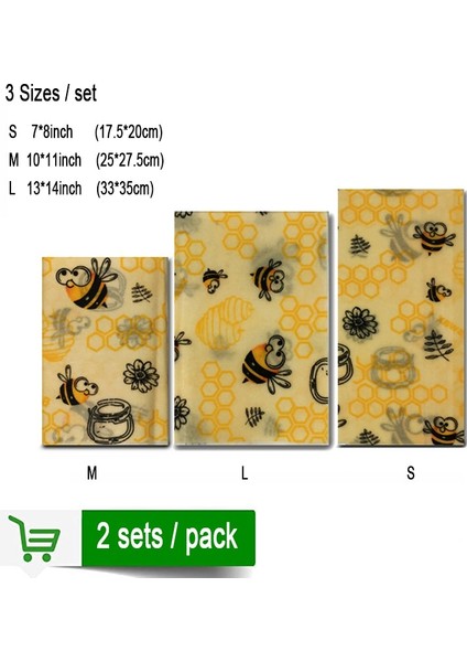 BALMUMU005 Tarzı 2 Takım Paketi Yeniden Kullanılabilir Balmumu Kumaş Sargı Gıda Taze Torba Kapağı Kapak Streç Kapak Orman Partisi Arılar Balmumu Sargı Plastik Sargı (Yurt Dışından)