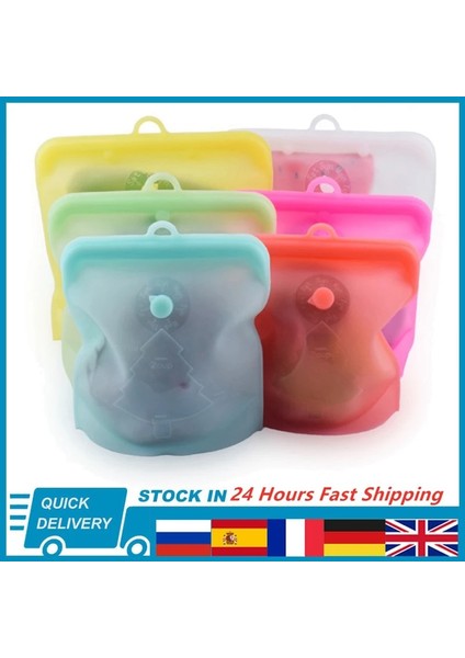 Yeşil Stil 1500ML Beeman Silikon Yeniden Kullanılabilir Gıda Torbası L L 500ML Sızdırmaz Kaplar Yeniden Kullanılabilir Taze Torba Gıda Saklama Çantası Dondurucu Çanta Aperatif (Yurt Dışından)