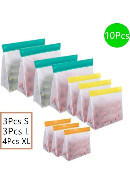 10 Adet Tarzı Gıda Saklama Silikon Çanta Peva Kilitli Çanta Stand Up Için Yeniden Kullanılabilir Öğle Yemeği Meyve Sızdırmaz Bardak Dondurucu Silikon Çanta Bardak Kase Çantaları (Yurt Dışından)