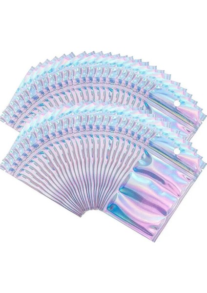 100 Adet 9X16CM Tarzı Ack Plastik Torba Alüminyum Folyo Hologram Gıda Küçük Su Geçirmez Fermuar Yeniden Kapatılabilir Torbalar Gıda Saklama Çantası (Yurt Dışından)