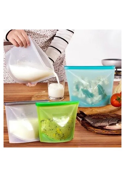 Yeşil 500ML Stili Tetou Yeniden Kullanılabilir Silikon Çanta Gıda Saklama Torbaları Meyve Çanta Mühür Kilitli Dondurucu Çanta Pişirme Taze Çanta (Yurt Dışından) fırsatları