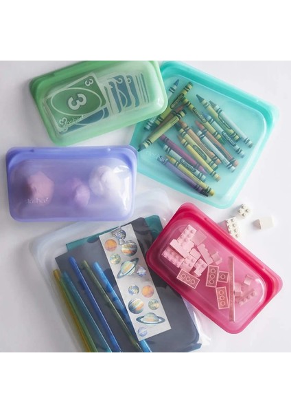 Mavi Stil L Beden 3 Adet Yeniden Kullanılabilir Silikon Gıda Saklama Mühür Torbası Sızdırmaz Konteyner Çevre Dostu Sandviç Torbası Toksik Olmayan Taze Sarma Kilitli (Yurt Dışından) fırsatları